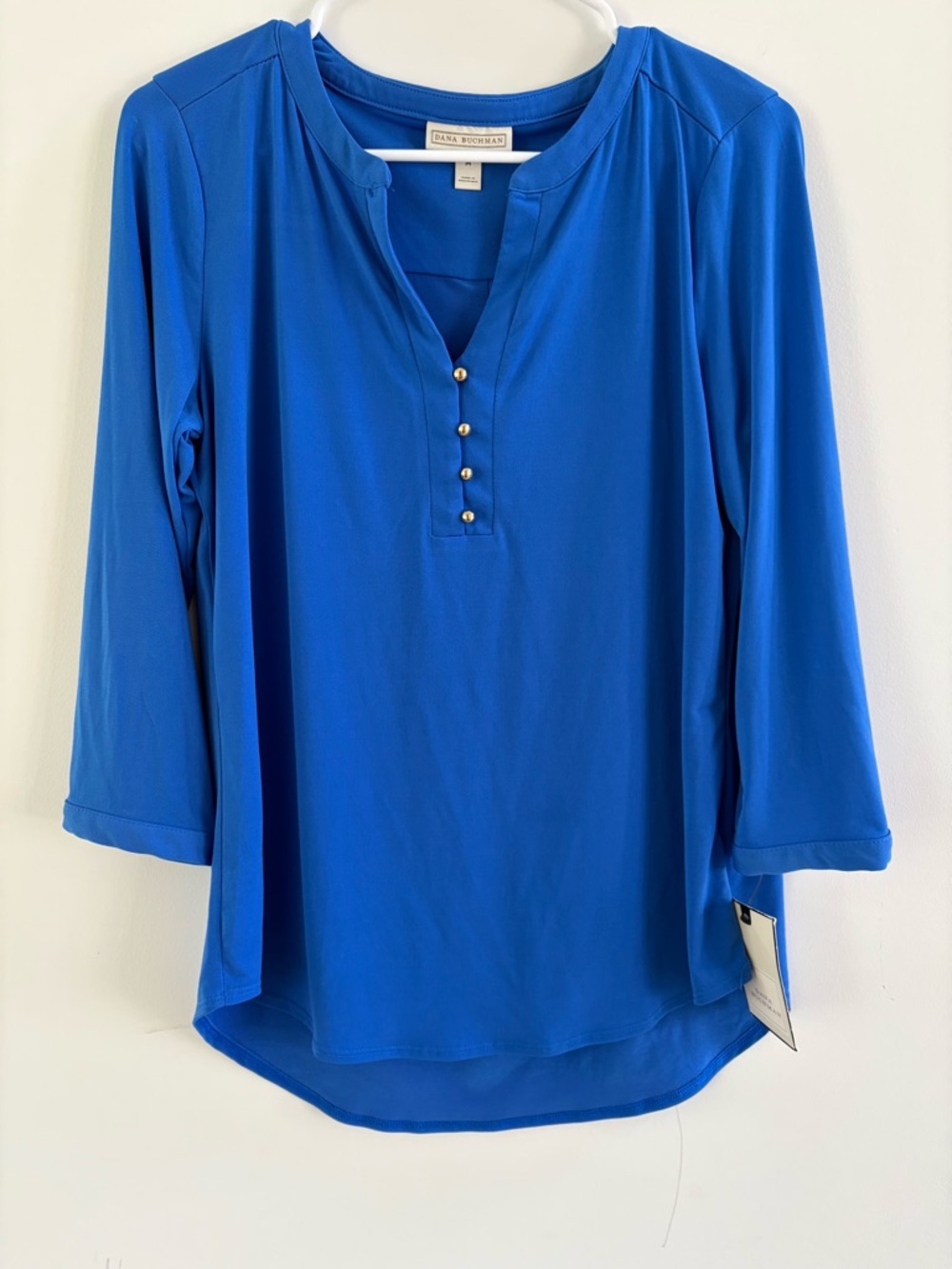 Dana Buchman Royal Blue 3/4 Sleeve Henley Tunic